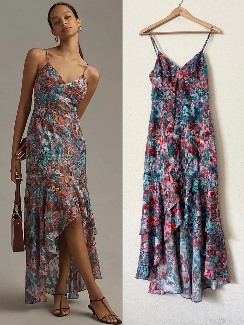 Hutch SIZE 2 Royce sleeveless slim high low maxi dress in floral print